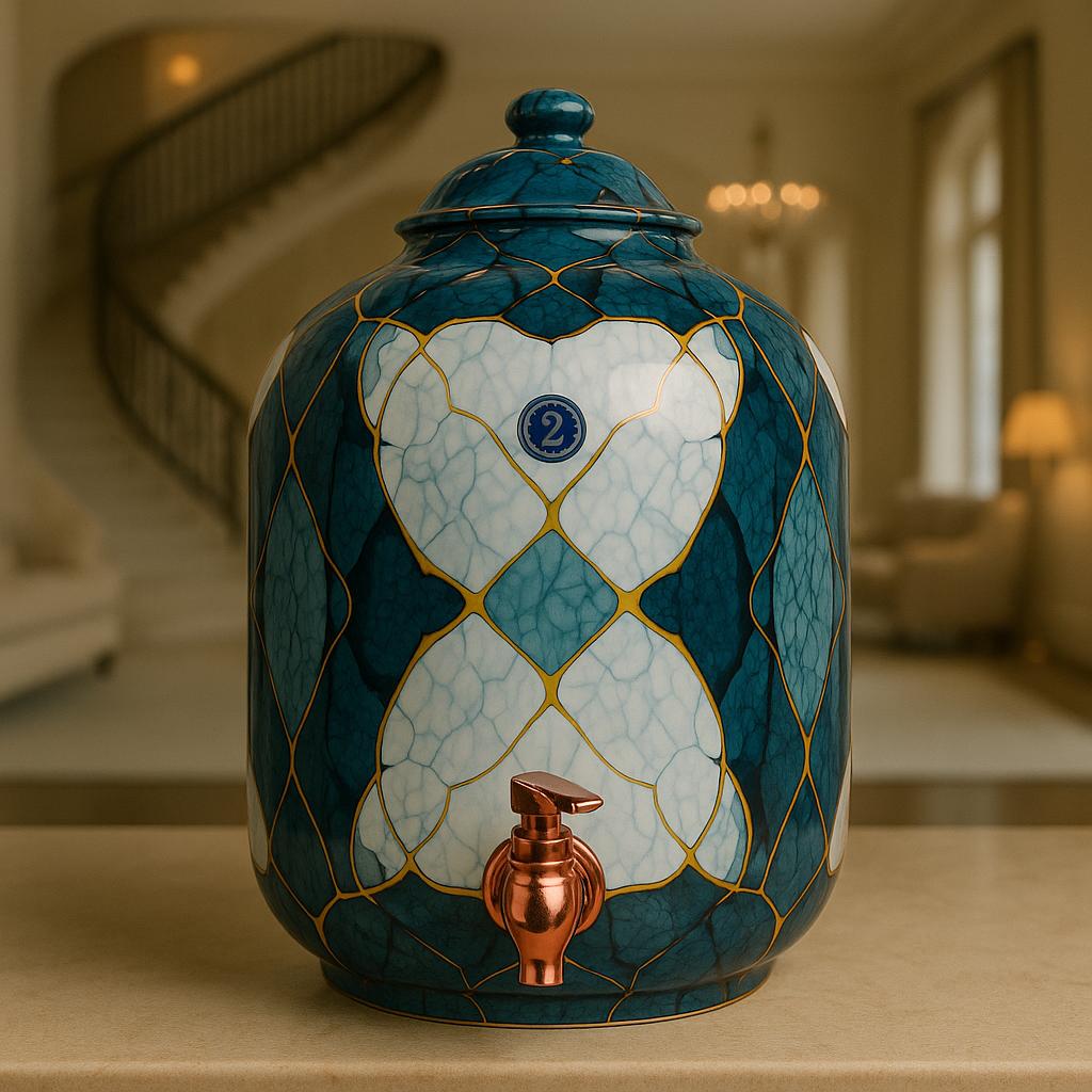 Siamrith Imperial Blue Marble Copper Matka(8 Litre)